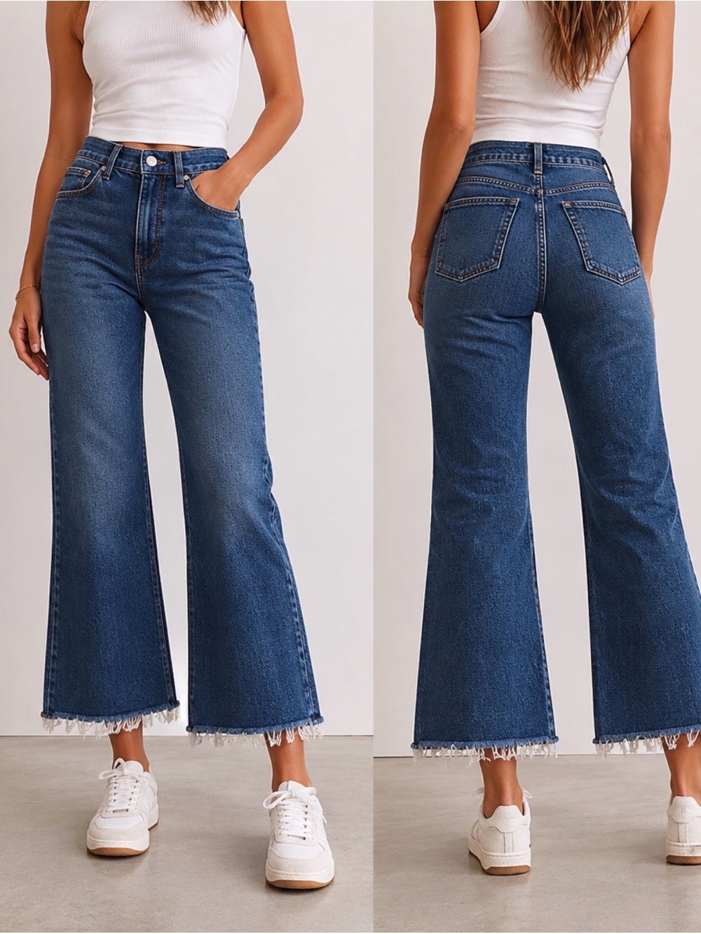 Zara High Rise CROP White leg